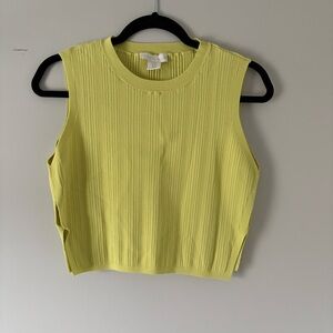 House of Harlow Ribbed Tank Top - Lime Yellow Size Medium